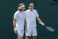 Stefanos Tsitsipas with Goran Ivanisevic at The Championships - Wimbledon 2025 - Source: Getty