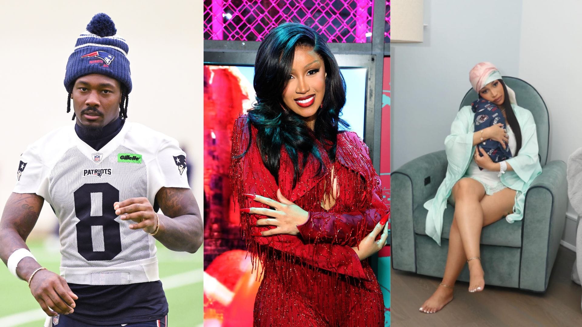 Cardi B and Stefon Diggs welcomed their first child together on November 4th, (Credit: Eric Canha-Imagn Images/Kevin Mazur/Getty Images/@iamcardib)