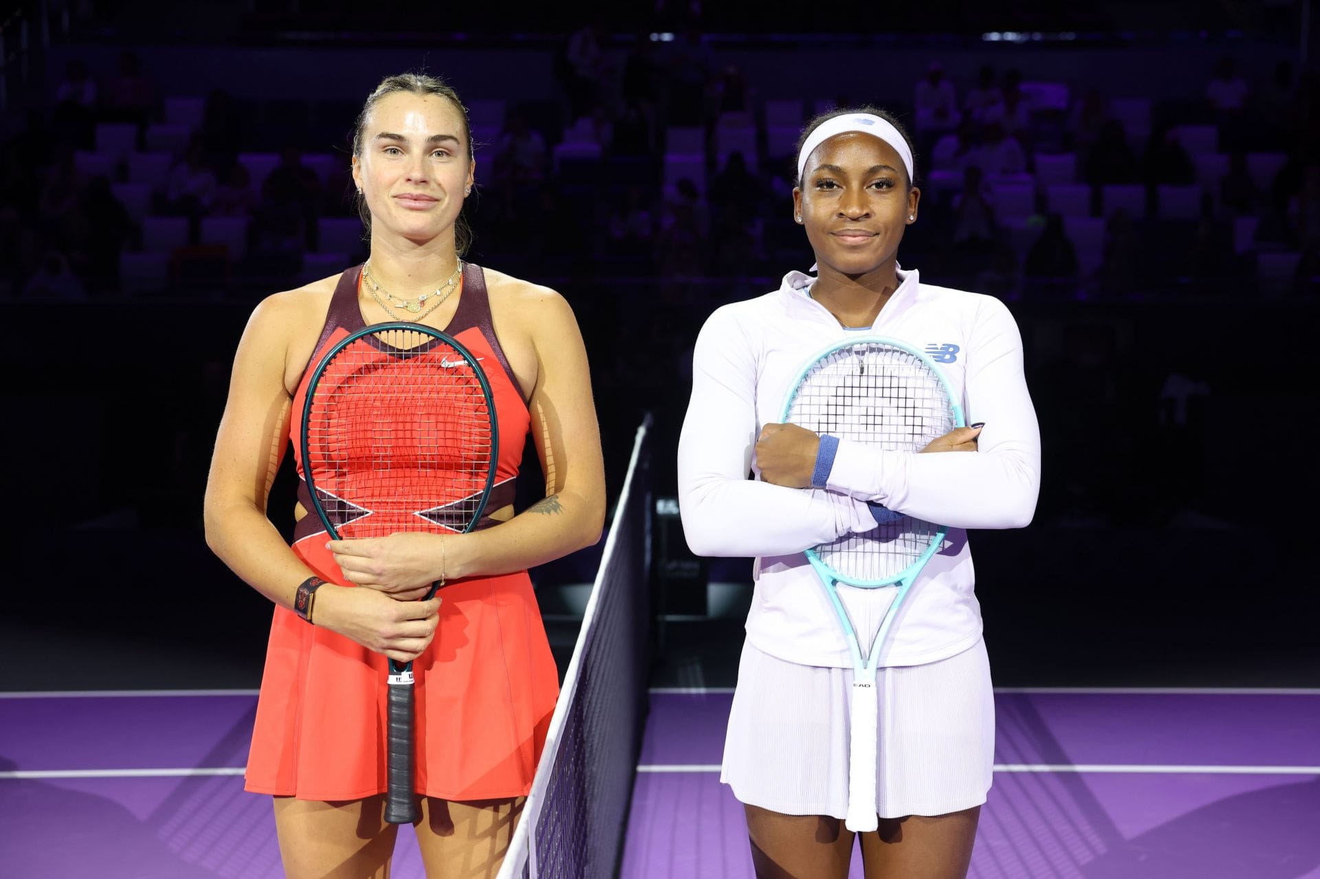 Sabalenka and Gauff at the WTA Finals 2025 - Day 6 - Source: Getty