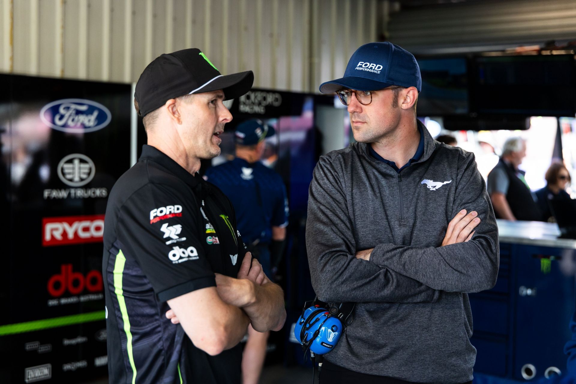 Austin Cindric&#039;s (#6 Monster Castrol Racing Ford Mustang GT) co-driver Mark Winterbottom before the Penrite Oil Sandown 500. Source: Getty