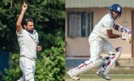 Mohammad Shami (L) & Abhimanyu Easwaran (R) in action versus Assam