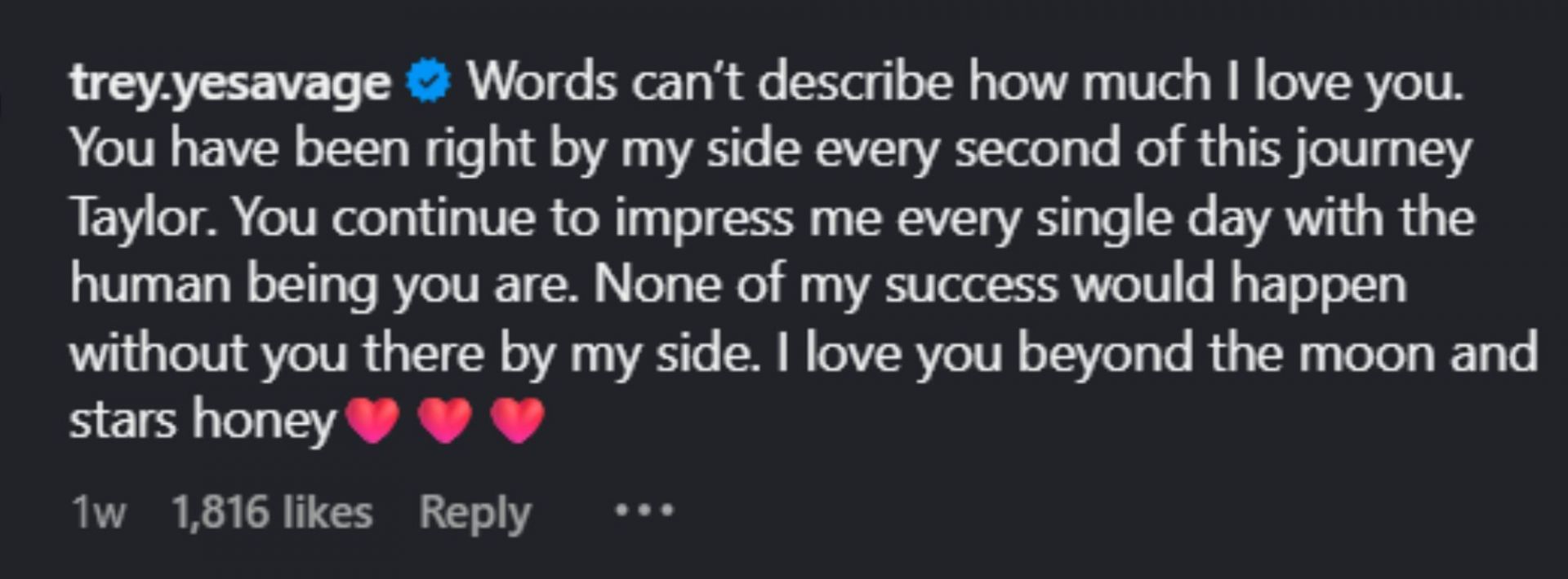 Trey Yesavage&#039;s comment [Image Source: Instagram/taylorfrickk]