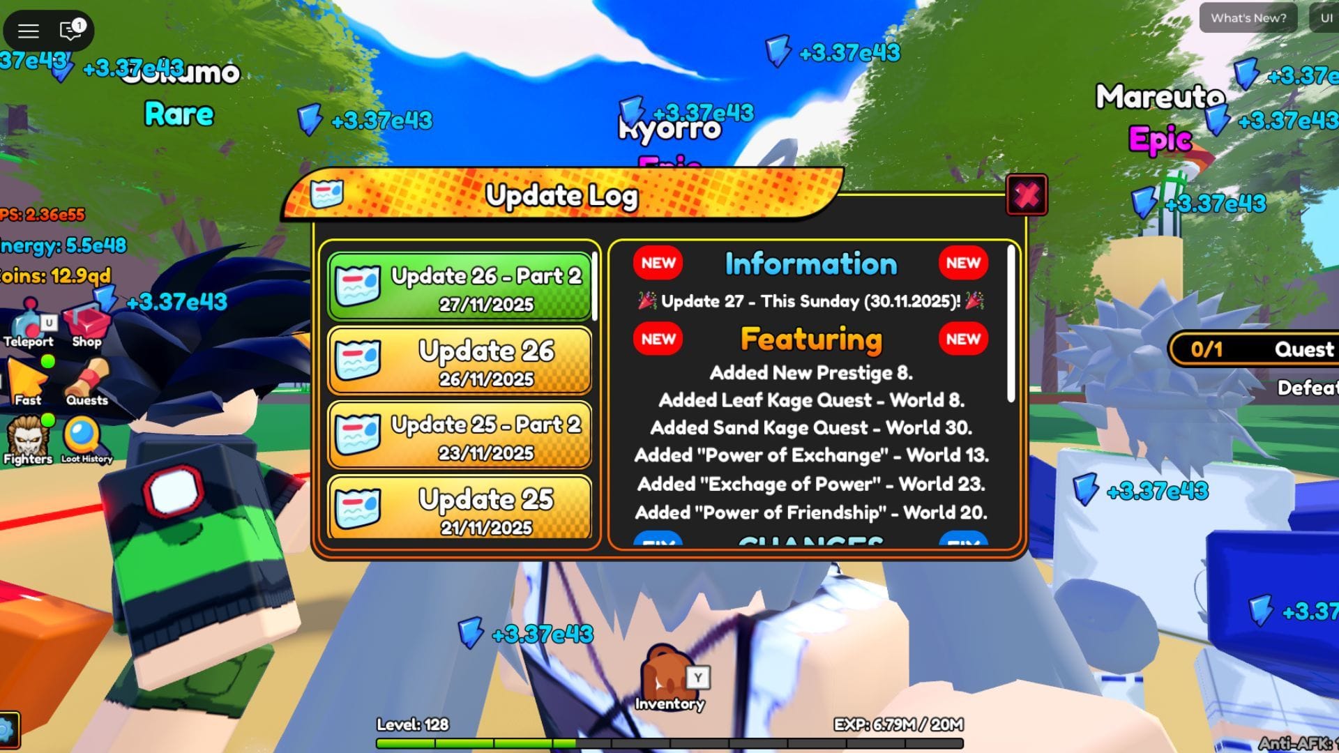 Developers have added Leaf Kage Quest to World 8 (Image via Roblox)