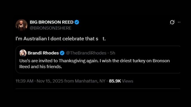 Reed&#039;s response to Brandi Rhodes [Photo: Reed&#039;s X]