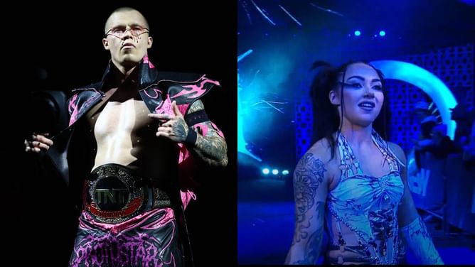 Kyle Fletcher reacts after his girlfriend Skye Blue gets involved in brutal spot at AEW Blood & Guts 2025