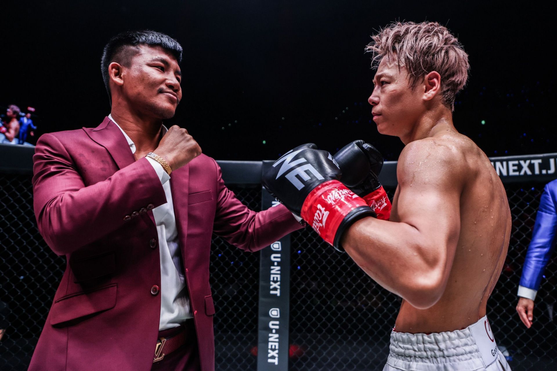 Takeru (R) faces off with Rodtang (L) | Photo by ONE Championship