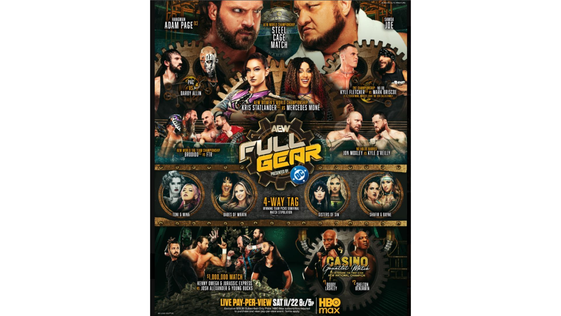 Match card for Full Gear 2025 [Source: All Elite Wrestling on X]