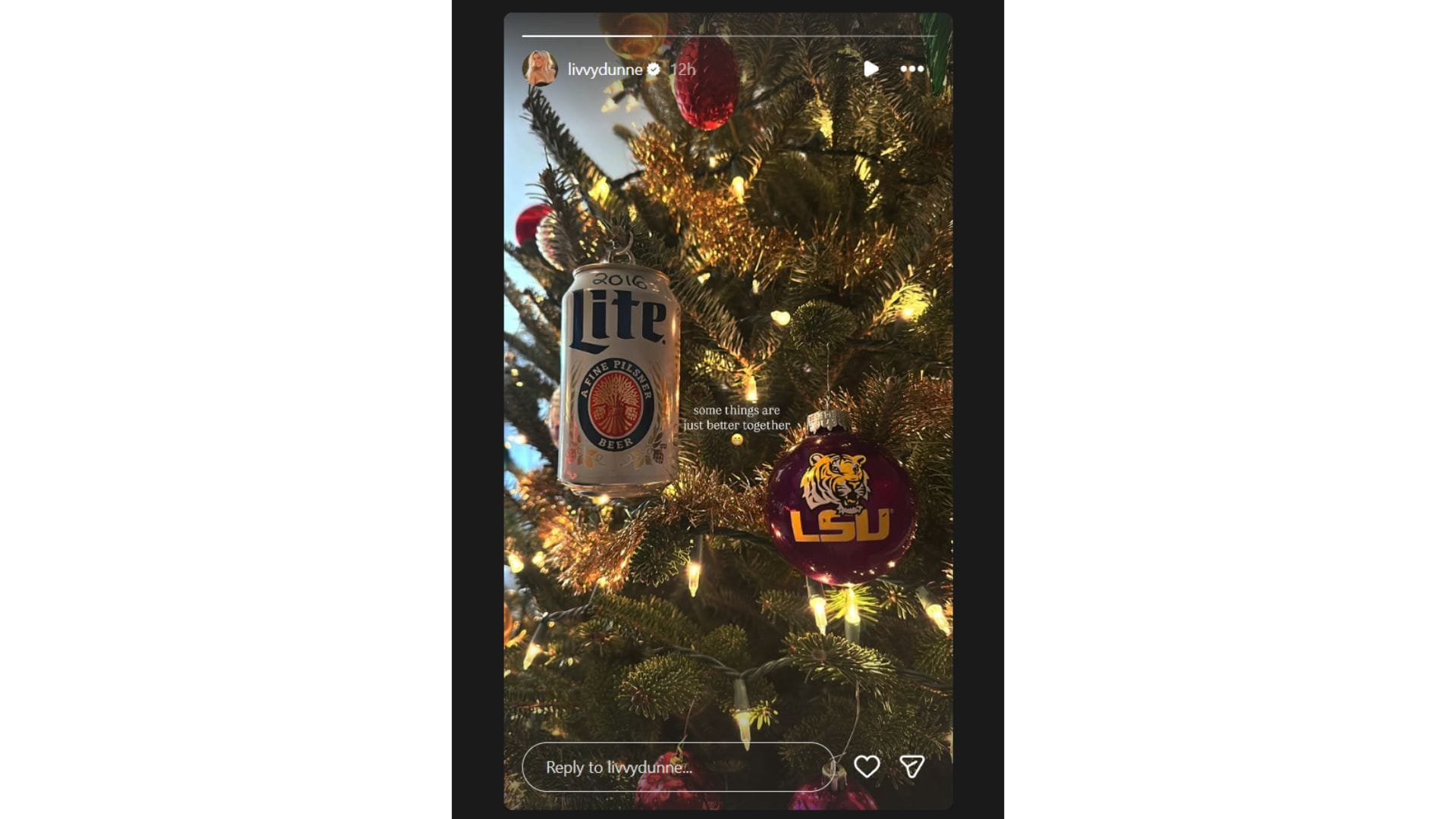 Olivia Dunne&#039;s Instagram story (Source: Instagram @livvydunne)