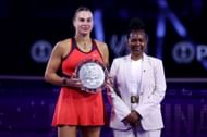 2025 WTA Finals runner-up Aryna Sabalenka (left) with WTA CEO Portia Archer (right) (Source: Getty)