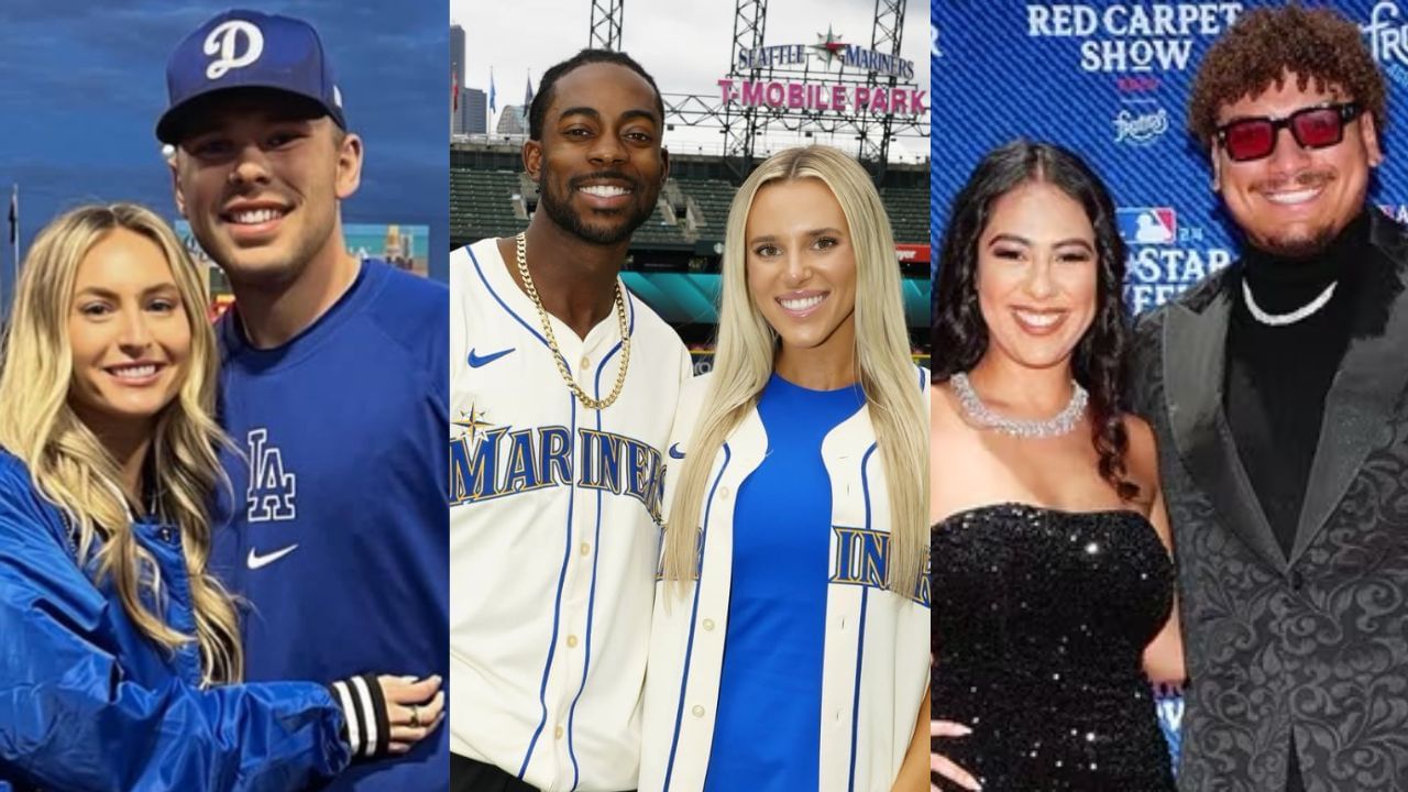 Dalton Rushing with his girlfriend, Kaitlyn Power (L), Ryan Bliss with his fianc&eacute;e, Katelynn Hadjopoulos (C), Josh Naylor with his wife, Chantel Collado (R) (Images from - Instagram.com/@kaitlynpowerr, Instagram.com/@katelynn_hadjopoulos, X.com/mlb)