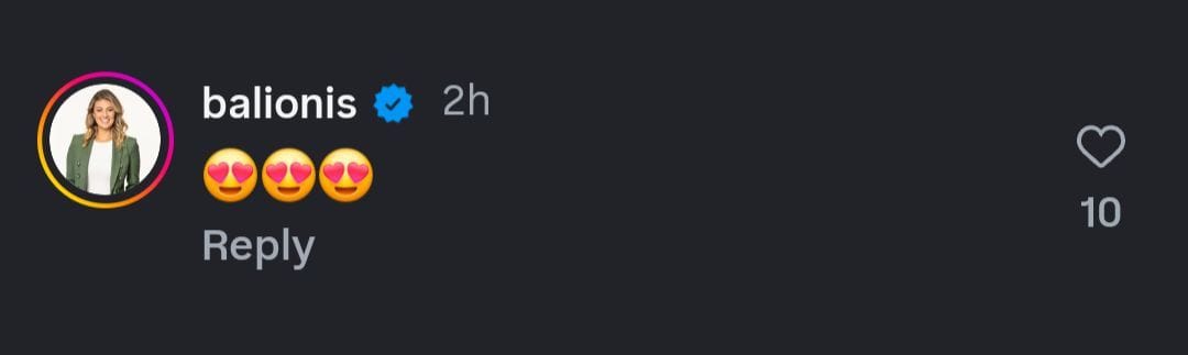 Amanda Balionis&#039; comment below the post