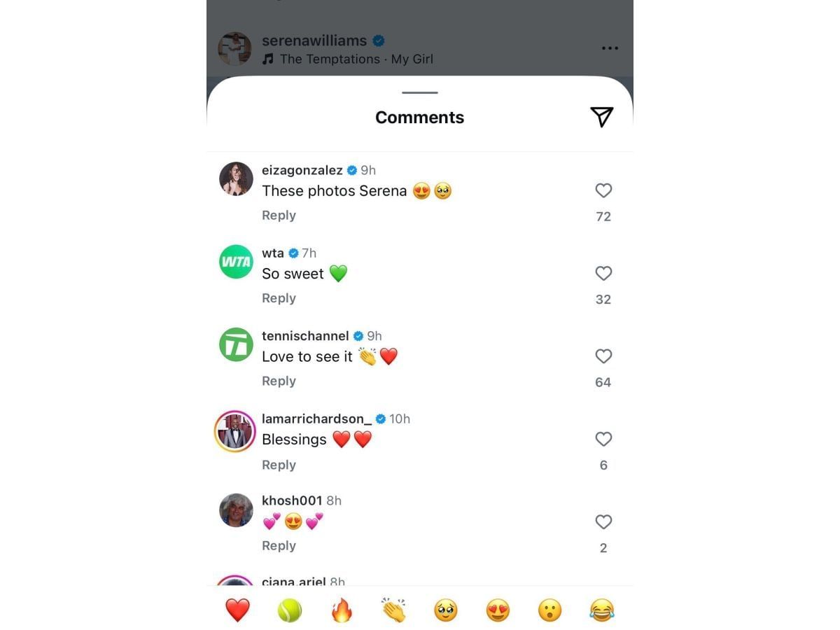 Eiza Gonzalez&#039;s comment on Serena Williams&#039; post - via @serenawilliams on Instagram