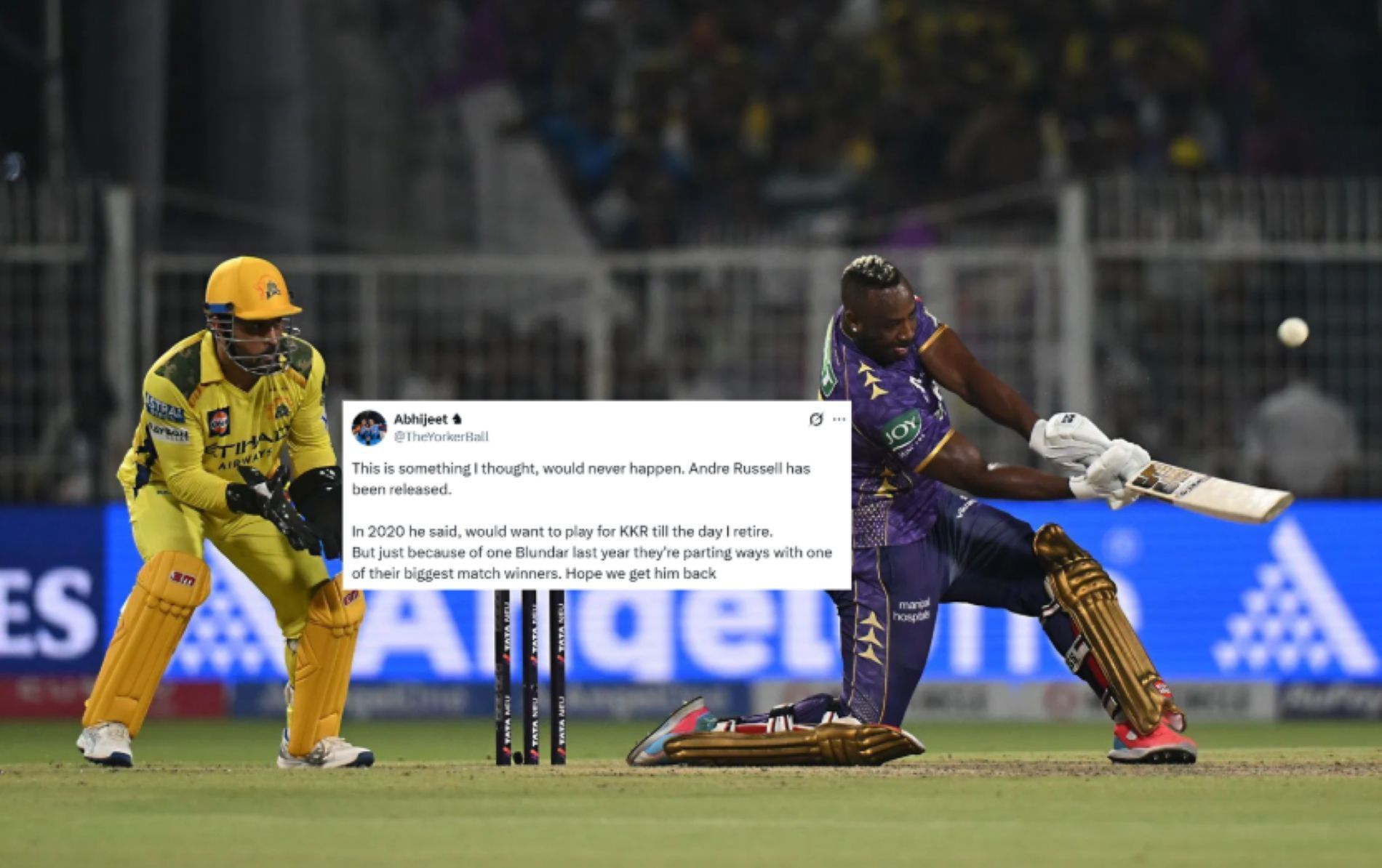 Andre Russell has thrilled KKR fans with several match-winning performances over the years [Image Credit: Getty, @TheYorkerBall Xhandles]