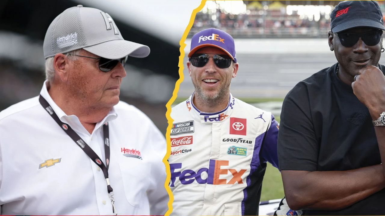 Rick Hendrick, Denny Hamlin and Michael Jordan