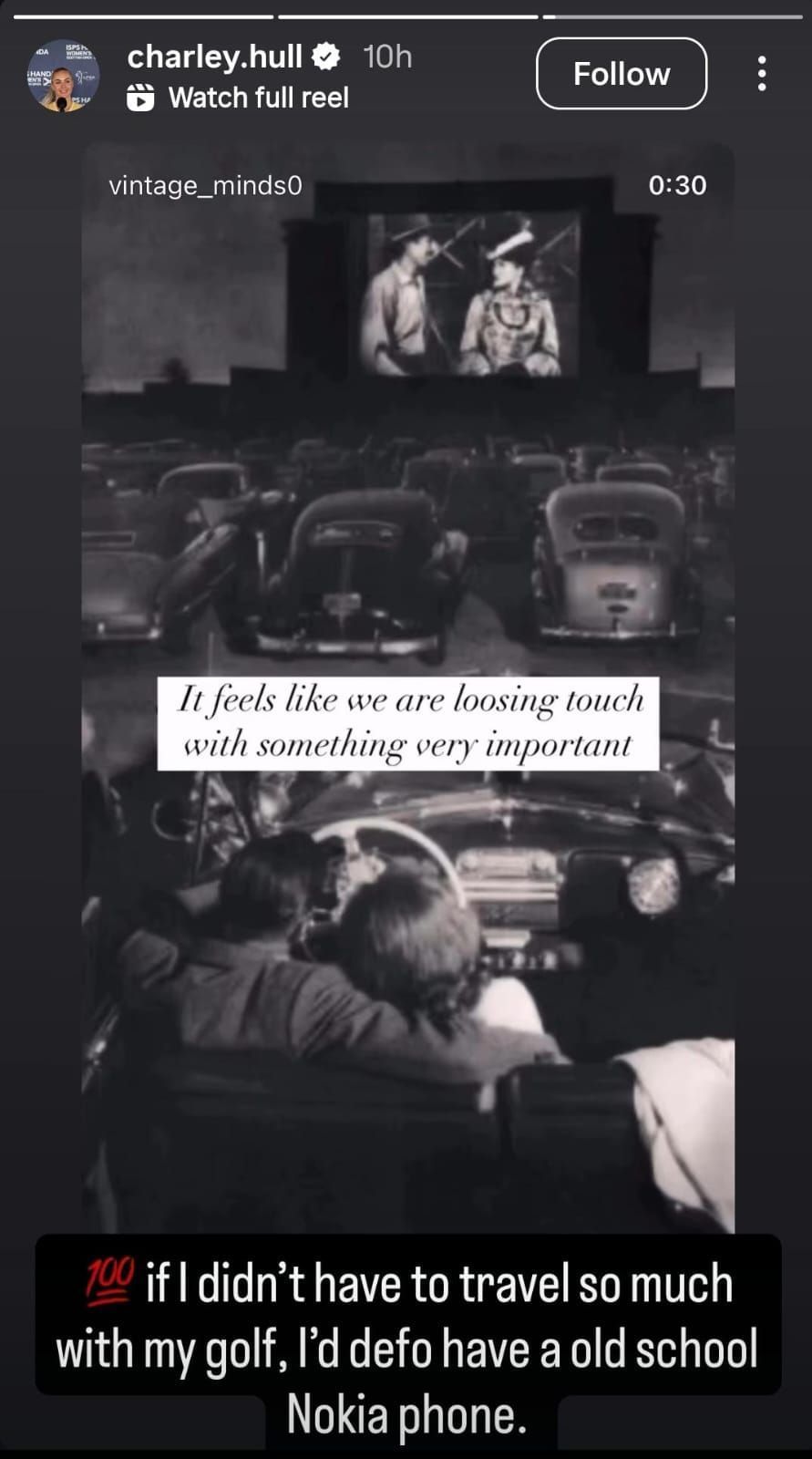 Vintage reel ( via Charley Hull&#039;s Instagram handle)