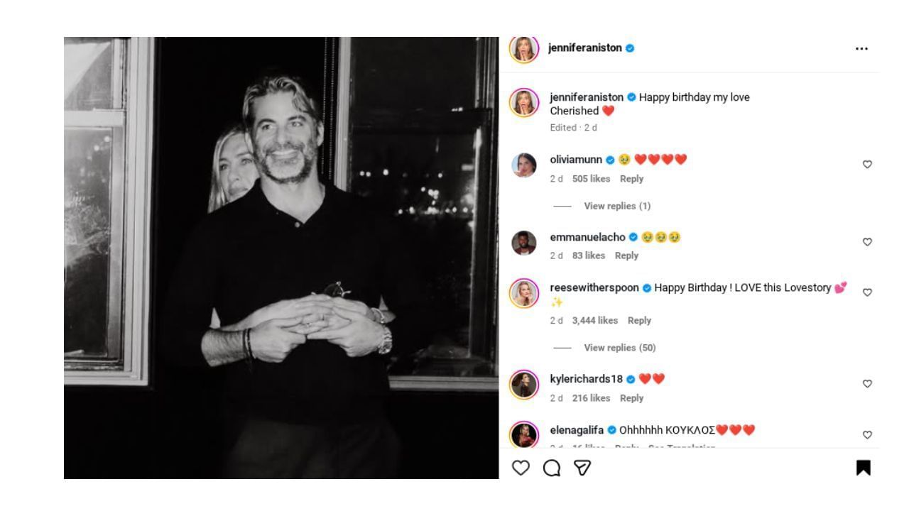 Screenshot of Emmanuel Acho&#039;s comment [Source: (Via Instagram/ @jenniferaniston)]