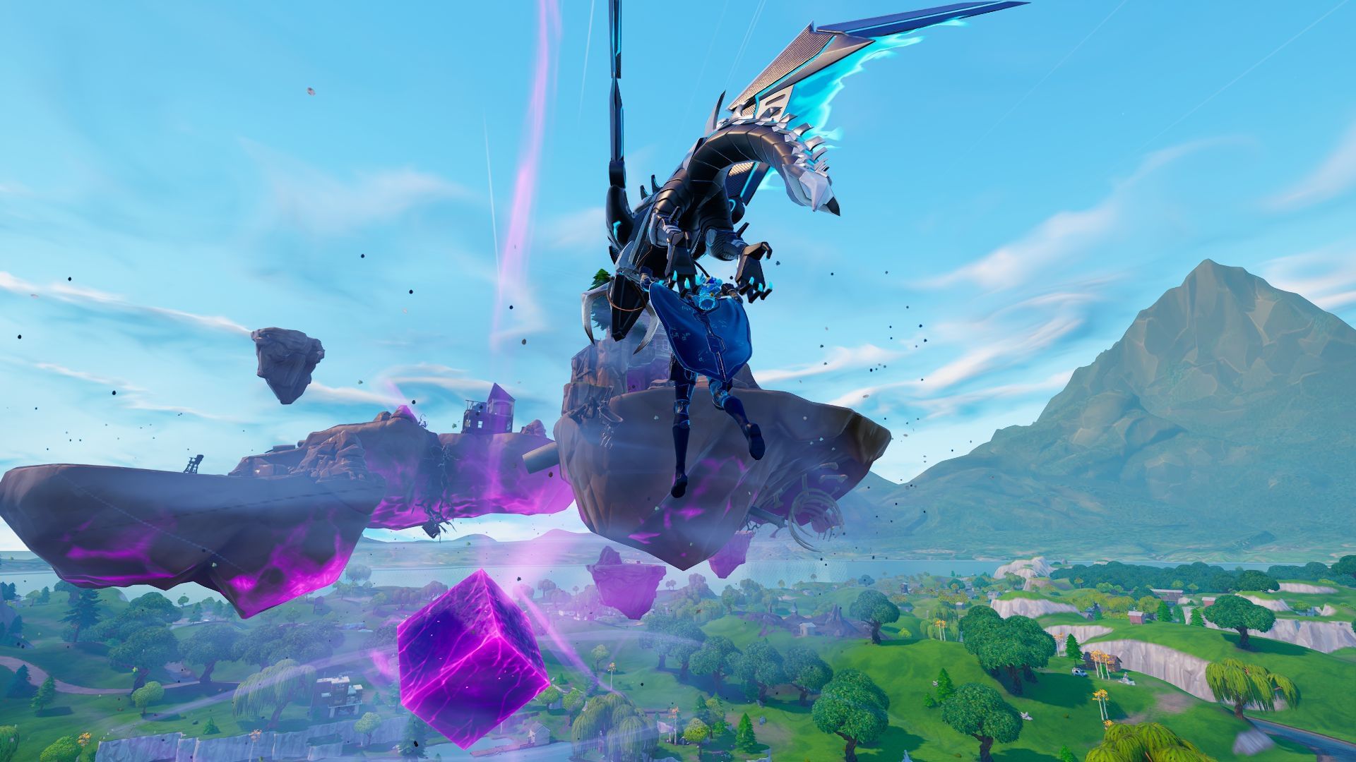 The Cube above Leaky Lake (Image via Epic Games)