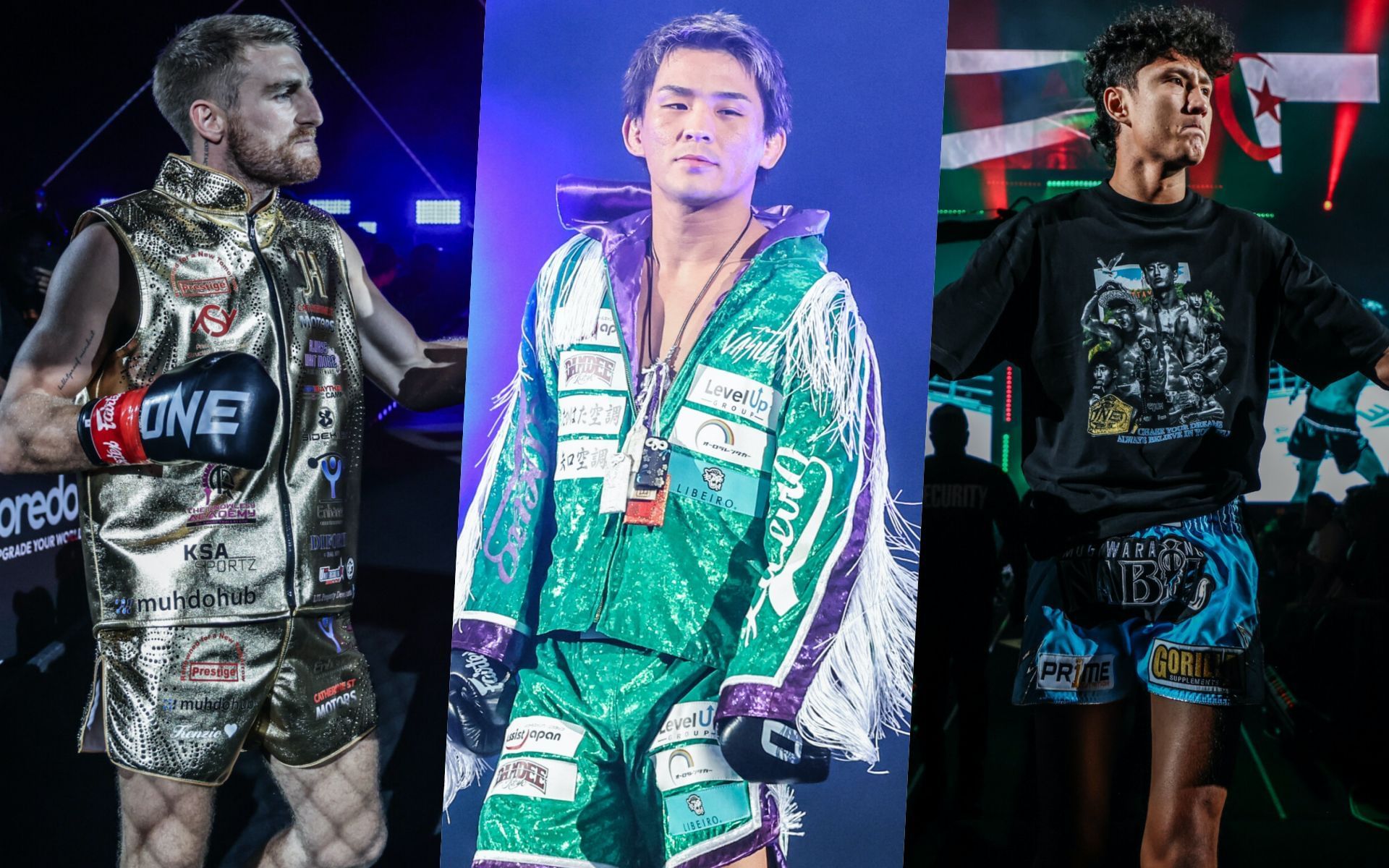 From left to right: Jonathan Haggerty, Yuki Yoza, Nabil Anane | Image by ONE Championship