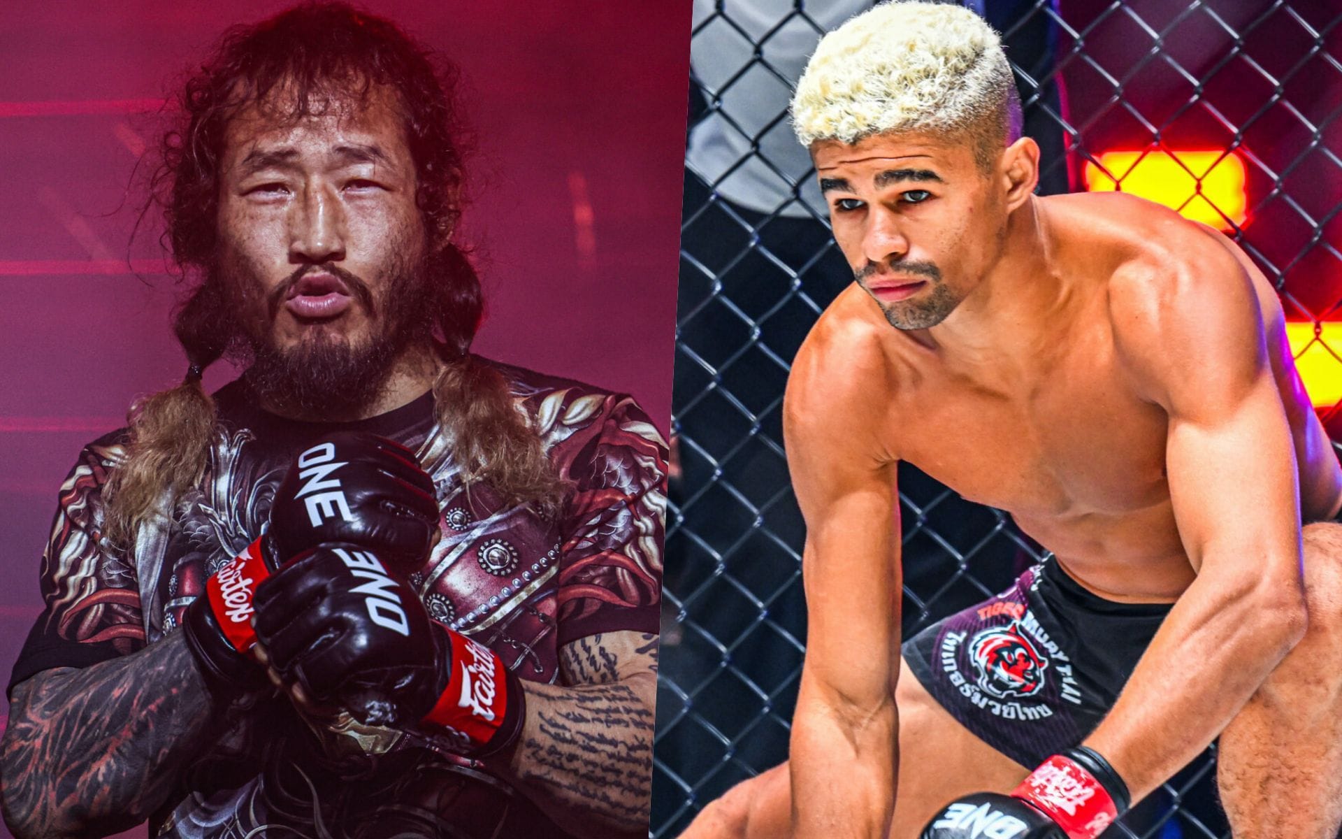 Enkh-Orgil Baatarkhuu (L) isn&rsquo;t taking Fabricio Andrade lightly (R) | Photo by ONE Championship