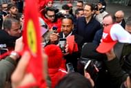 Lewis Hamilton at Fiorano Circuit with John Elkann, CEO of Exor. Source: Getty