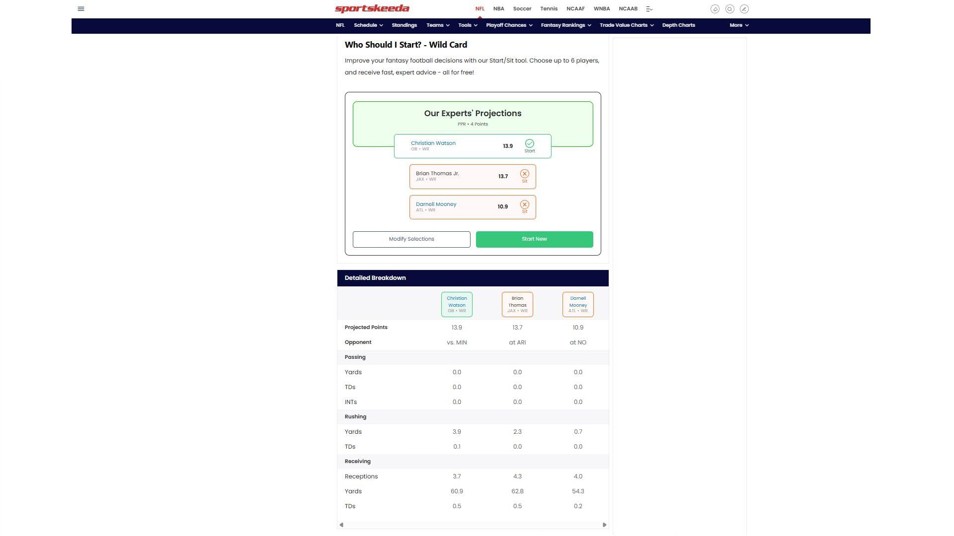Christian Watson vs Brian Thomas Jr. vs Darnell Mooney - Sportskeeda&#039;s Who Should I Start Tool