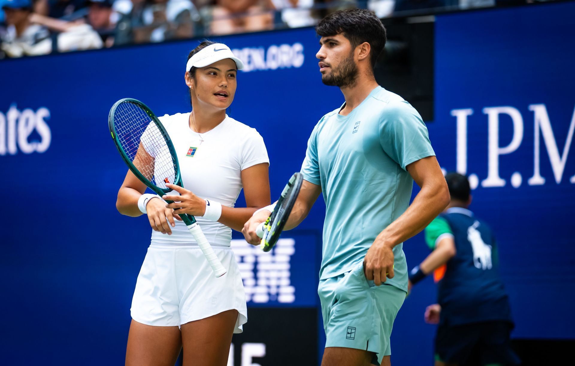 Emma Raducanu and Carlos Alcaraz pictured at the 2025 US Open | Image Source: Getty