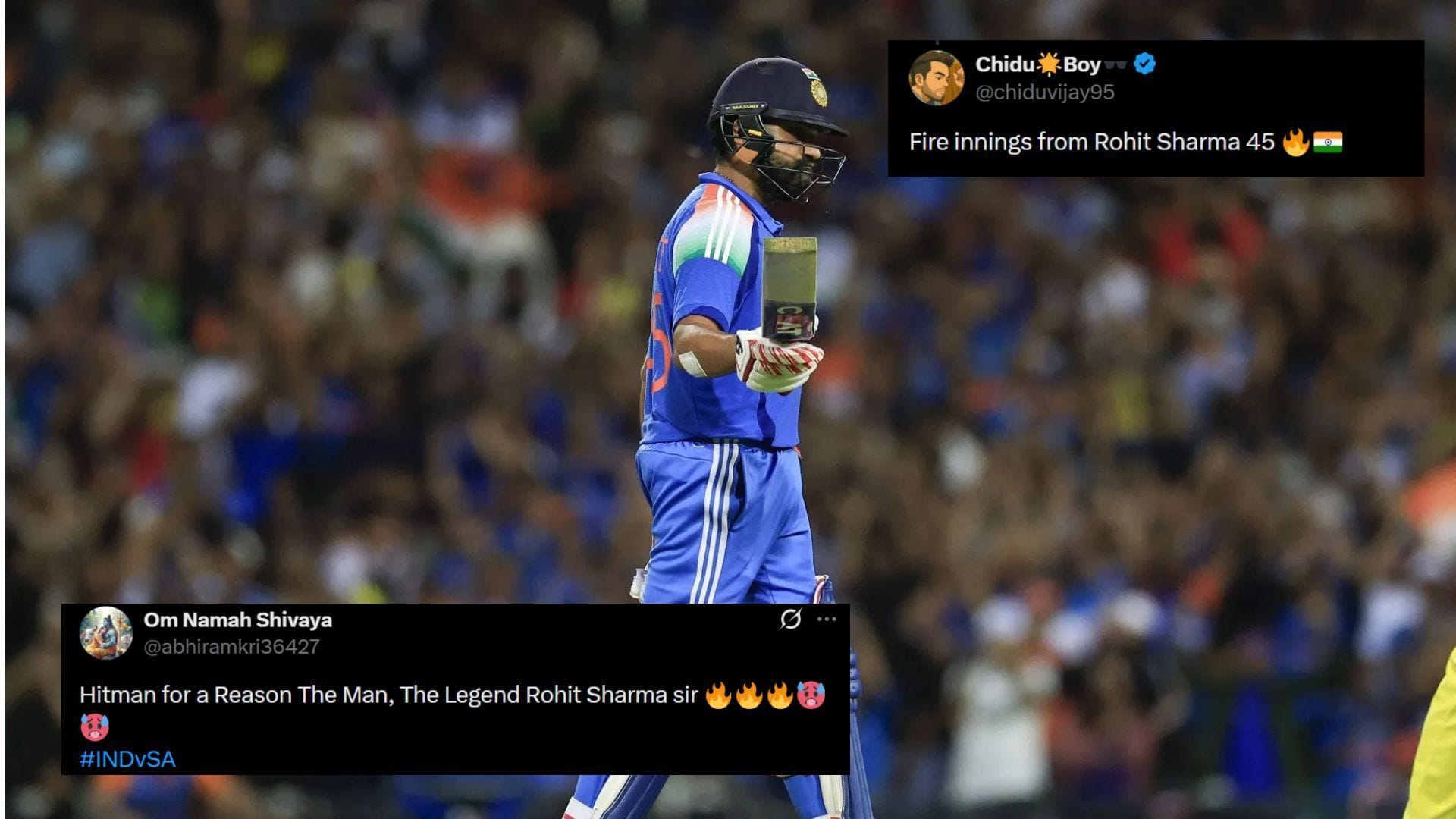 Rohit Sharma scoered his 60th ODI fifty in the first game against South Africa (Image Credits: Getty &amp; @chiduvijay95,@abhiramkri36427/X) 