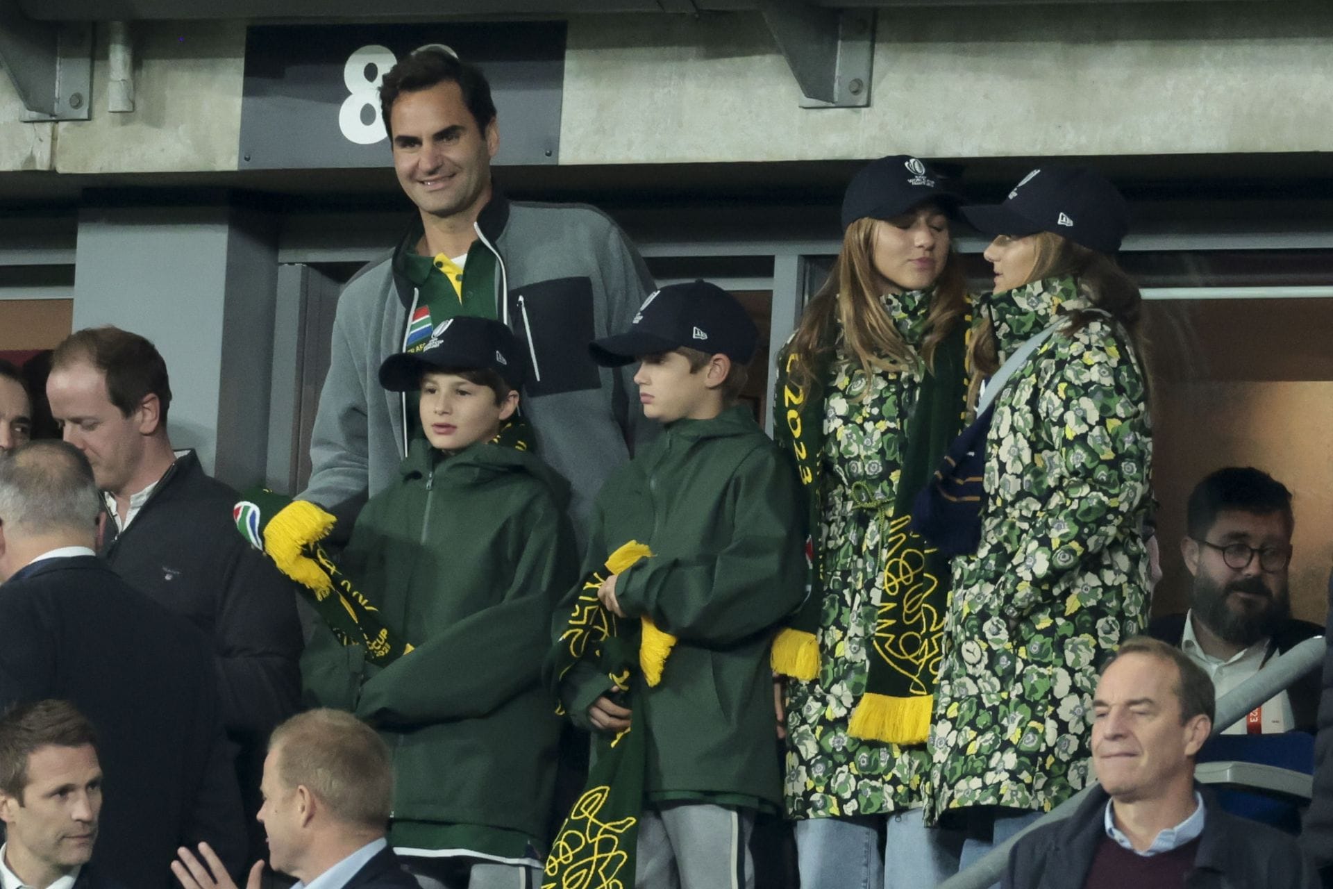 Federer with his family at the Rugby World Cup in France 2023 - Source: Getty