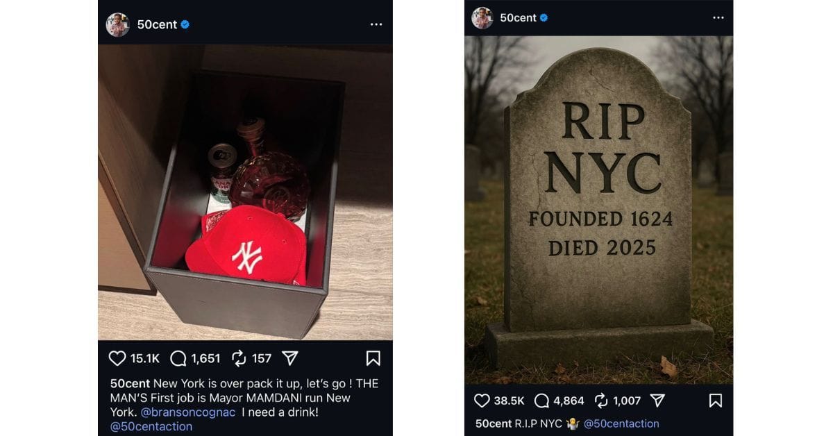 50 Cent’s post after Zahran Mamdani won the New York City mayoral elections (Image source: Instagram/@50cent)