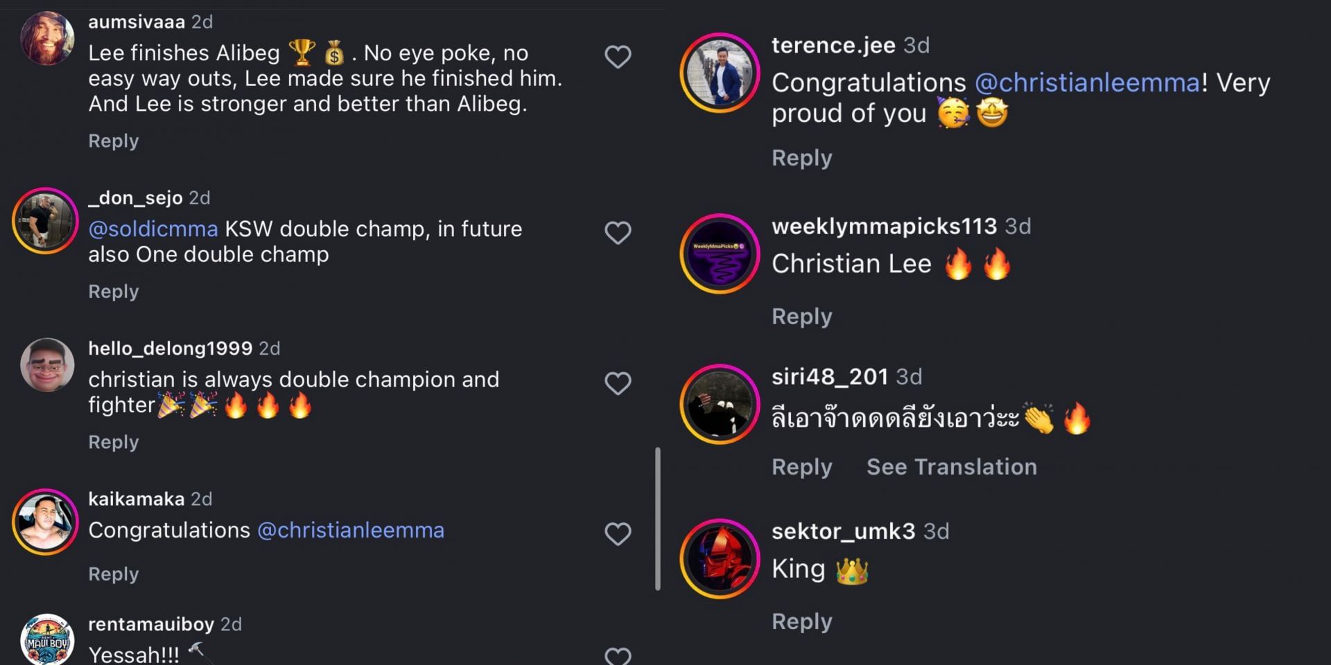 [Screenshots from Instagram @onechampionship]