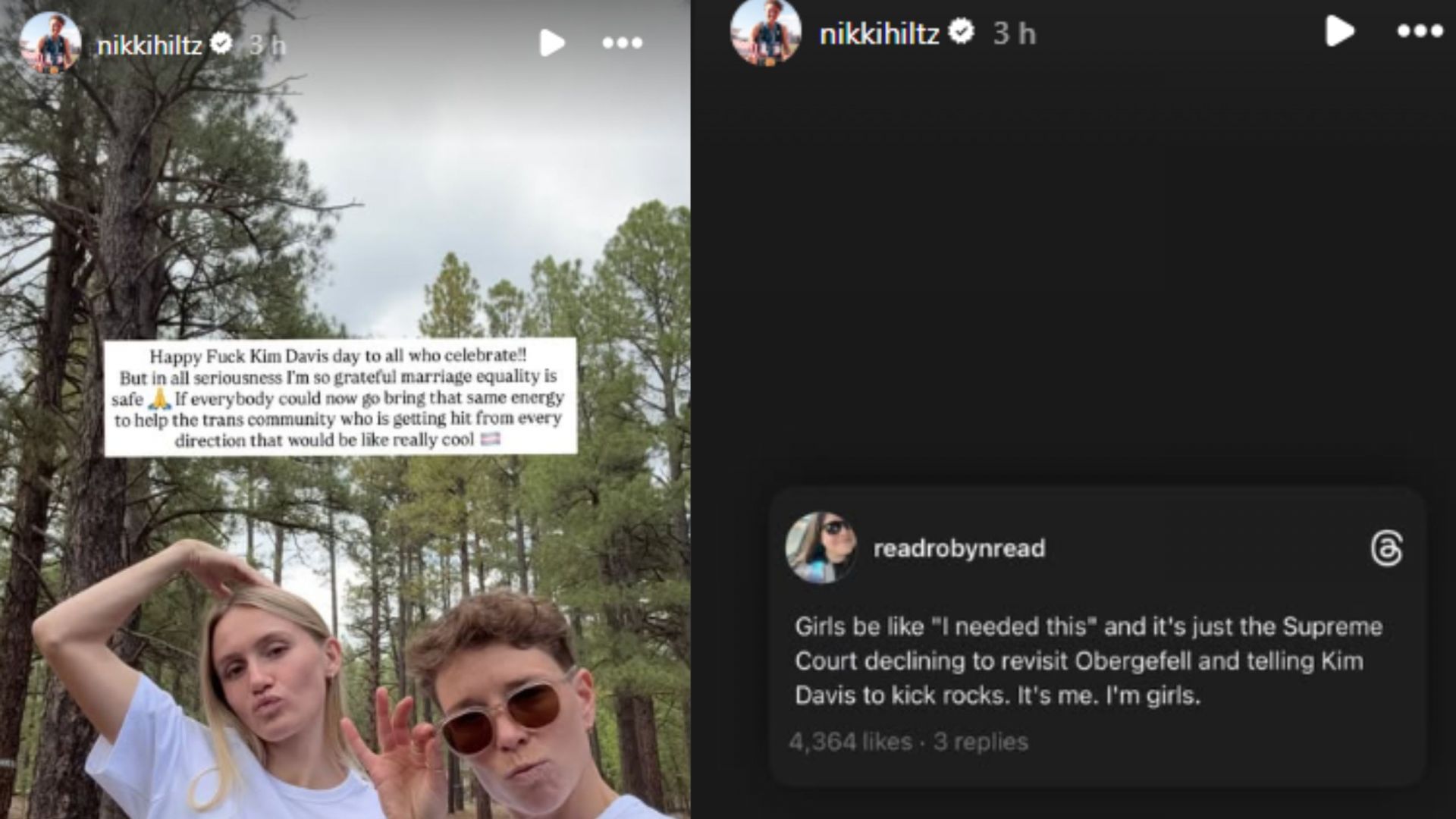 Screengrab of Nikki Hiltz&#039;s Instagram stories [Image Source : Nikki Hiltz&#039;s Instagram]