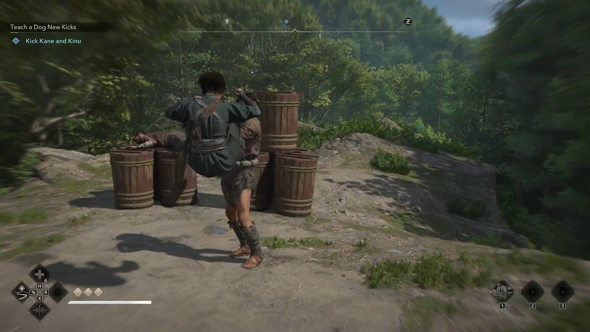 Use the Dropkick ability in front of the barrels (Image via Ubisoft)