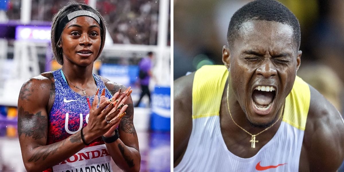 Sha&rsquo;Carri Richardson and Christian Coleman. (Images by Getty)