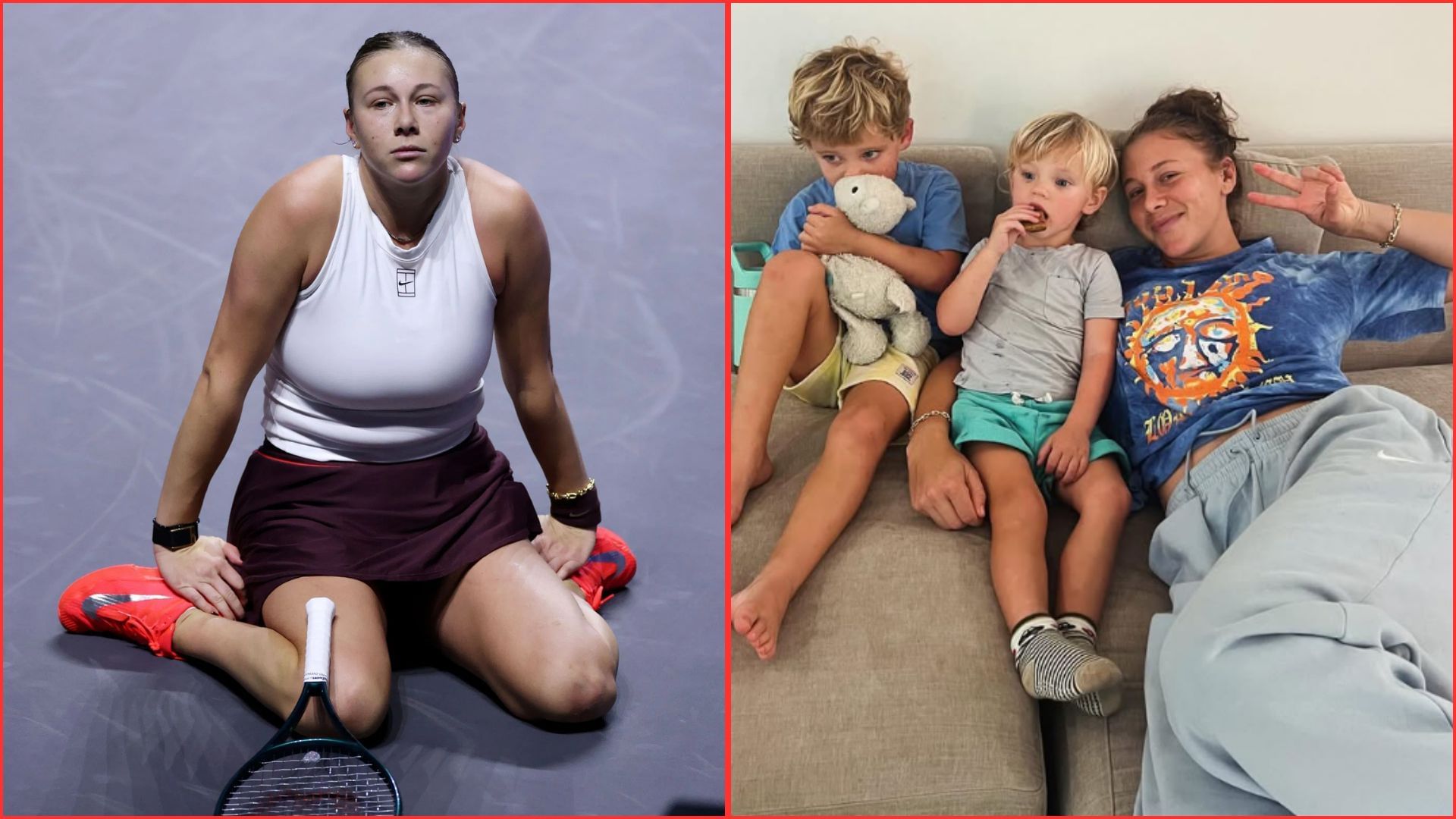 Amanda Anisimova with her family | Getty and Instagram (R)