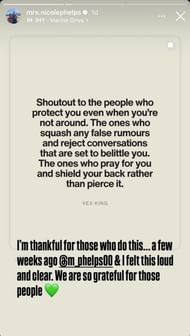 Screenshot of Nicole Johnson's Instagram story.