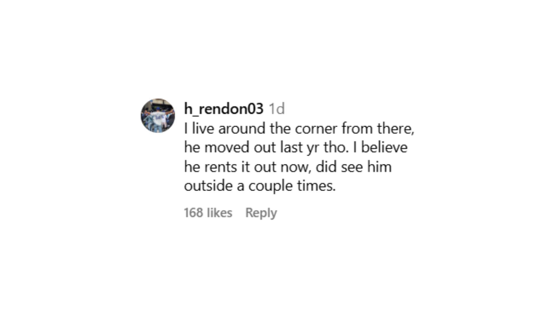 A fan&#039;s comment on the post featuring Mookie Betts&#039; home (Source: Instagram @dkrizestates)