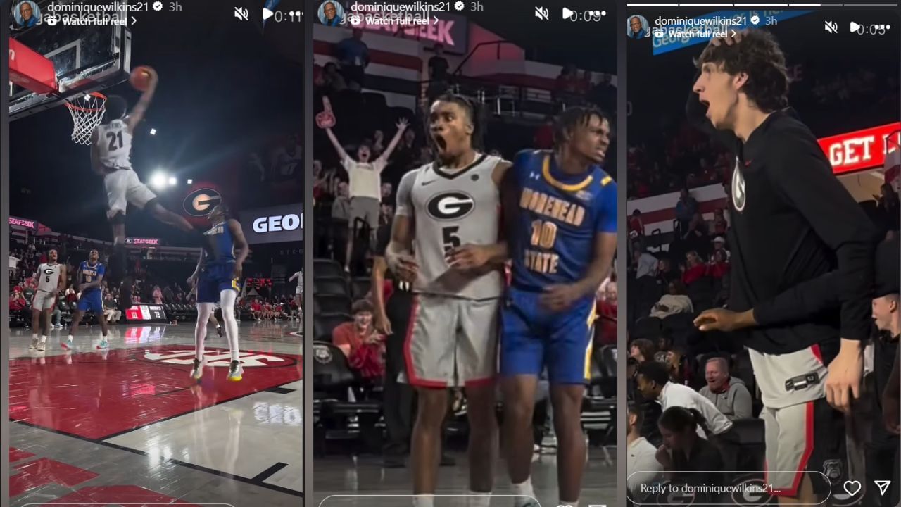 Dominique Wilkins shares his son&#039;s windmill dunk&#039;s video on his IG story. (Credits: @dominiquewilkins21/IG)