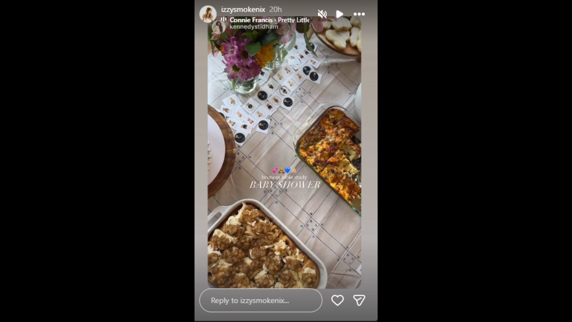 Izzy Nix reshared Kennedy Stidham&#039;s post of the baby shower. Image Credit: @izzysmokenix