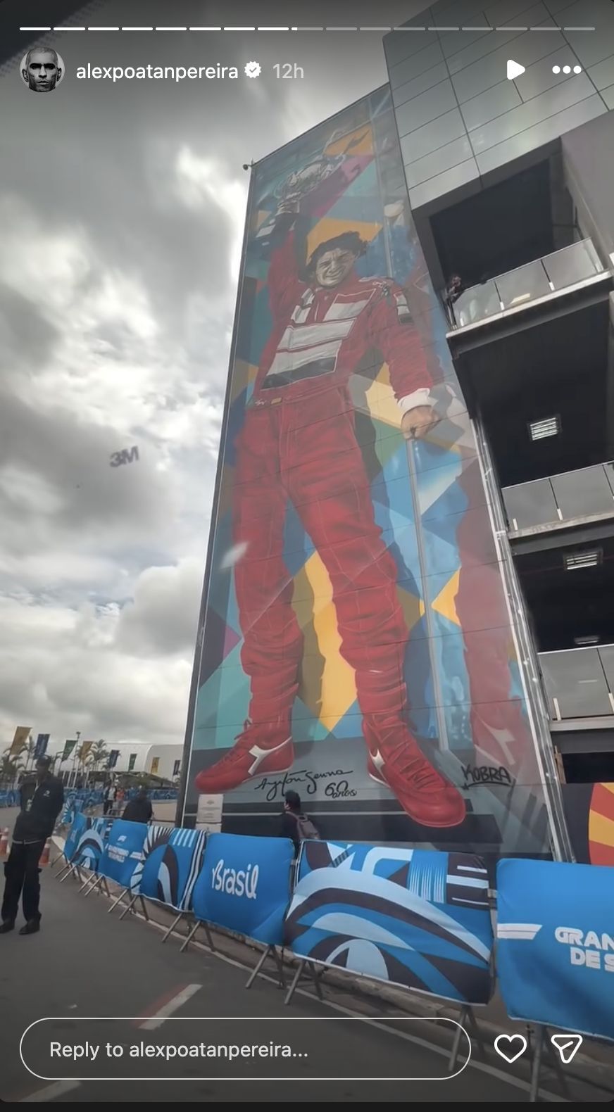 Alex Pereira shares a picture of Ayrton Senna&#039;s mural [Image courtesy: @alexpoatanpereira on Instagram]