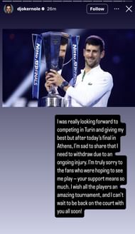 Novak Djokovic shares an update via social media - Image Source: @djokernole Instagram