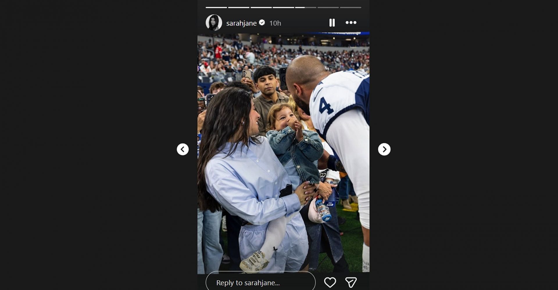 Dak Prescott joins fianc&eacute;e Sarah Jane and their daughter on the sidelines@sarahjane