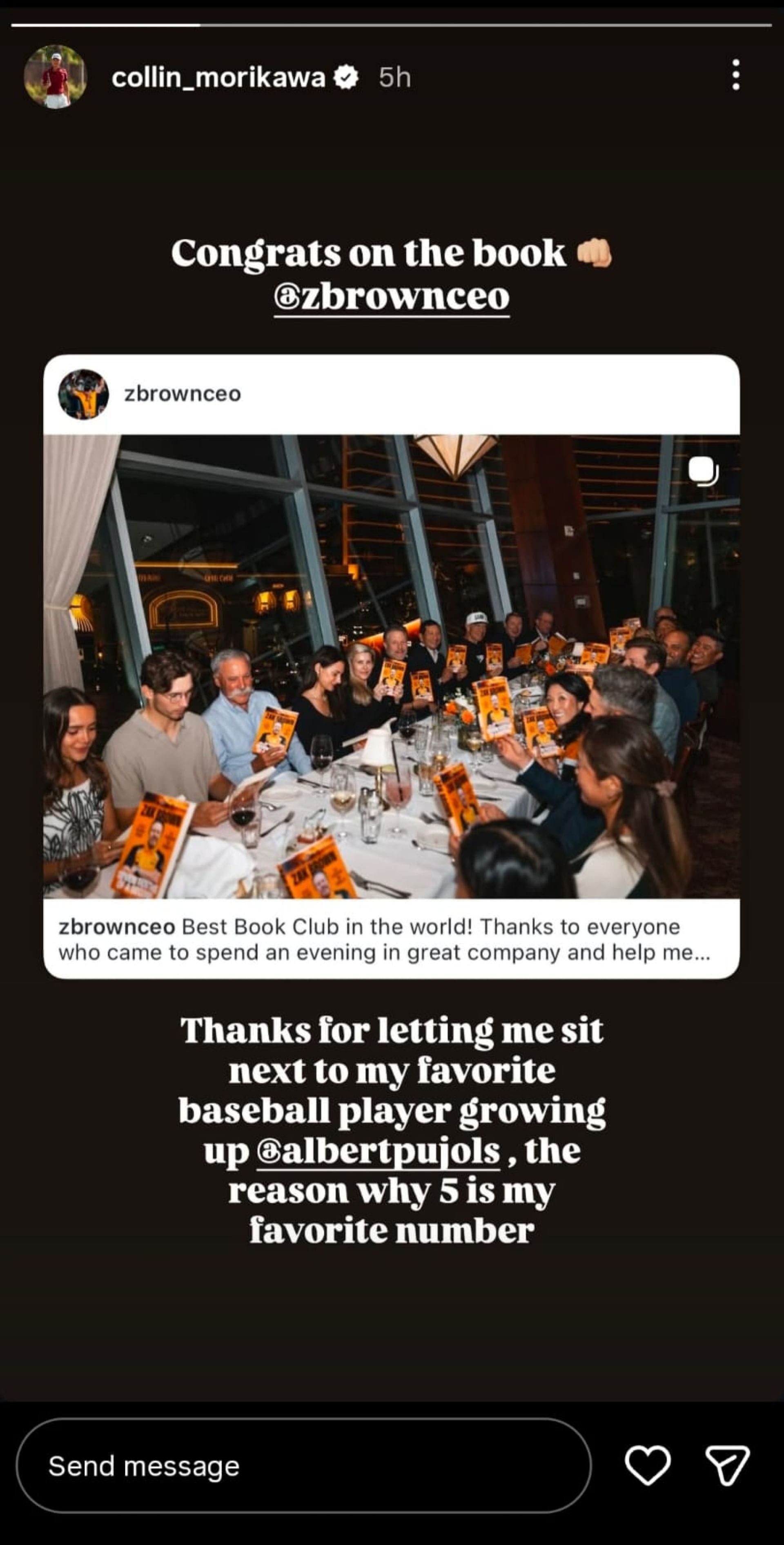 Screenshot of Collin Morikawa&#039;s Instagram story - Image Credit - via @collin_morikawa