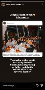 Screenshot of Collin Morikawa's Instagram story - Image Credit - via @collin_morikawa