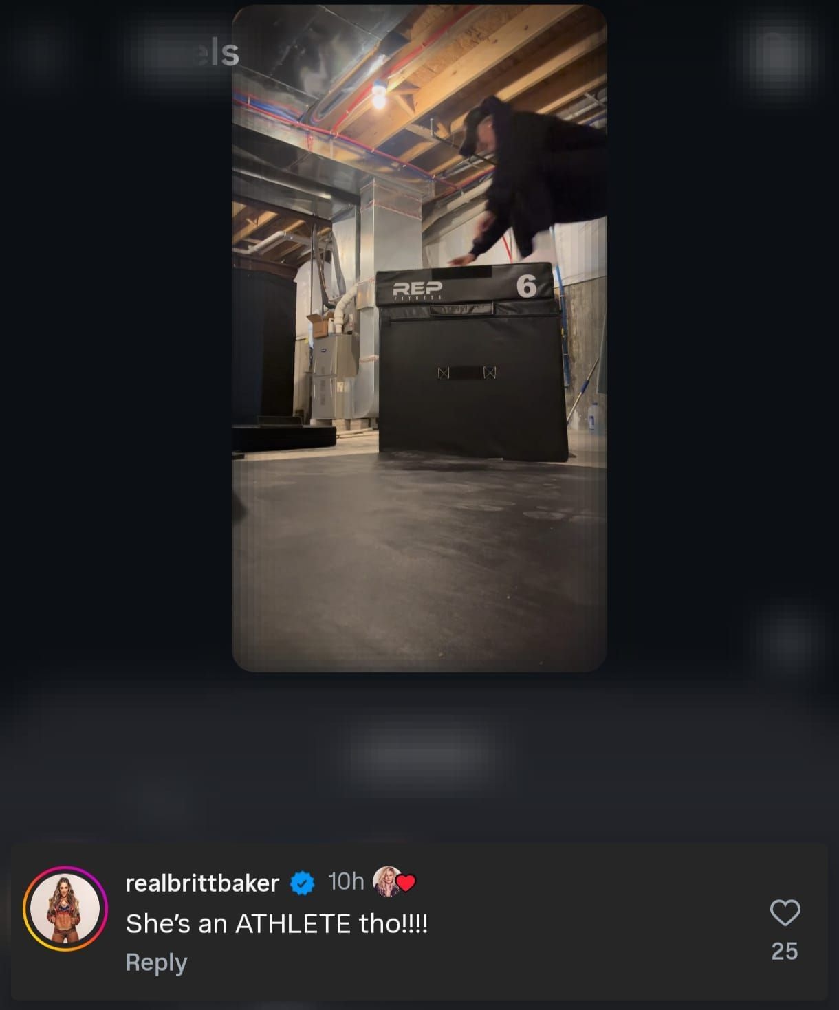 Screenshot of Britt&#039;s comment on Instagram.