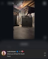 Screenshot of Britt's comment on Instagram.