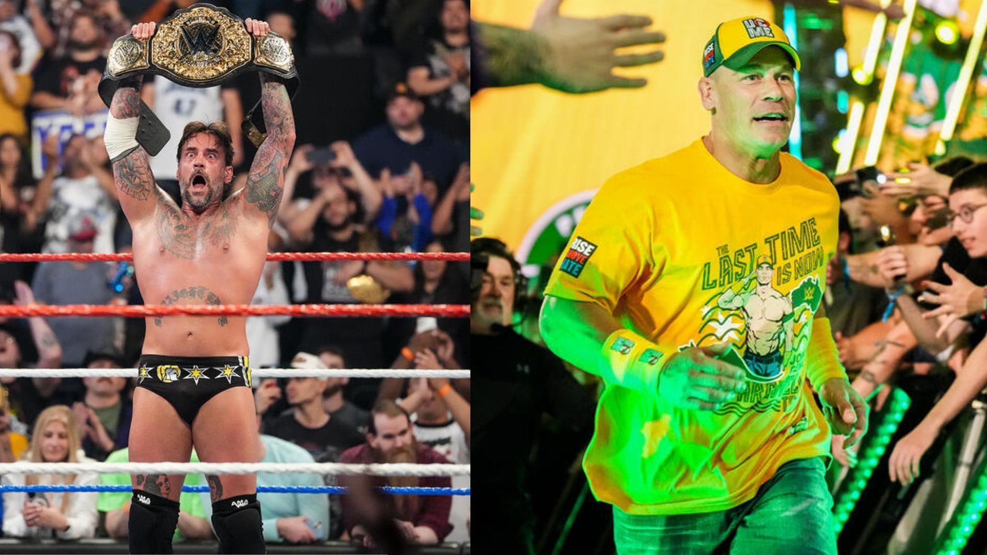 CM Punk (left); John Cena (right) [Image credit: WWE.com]