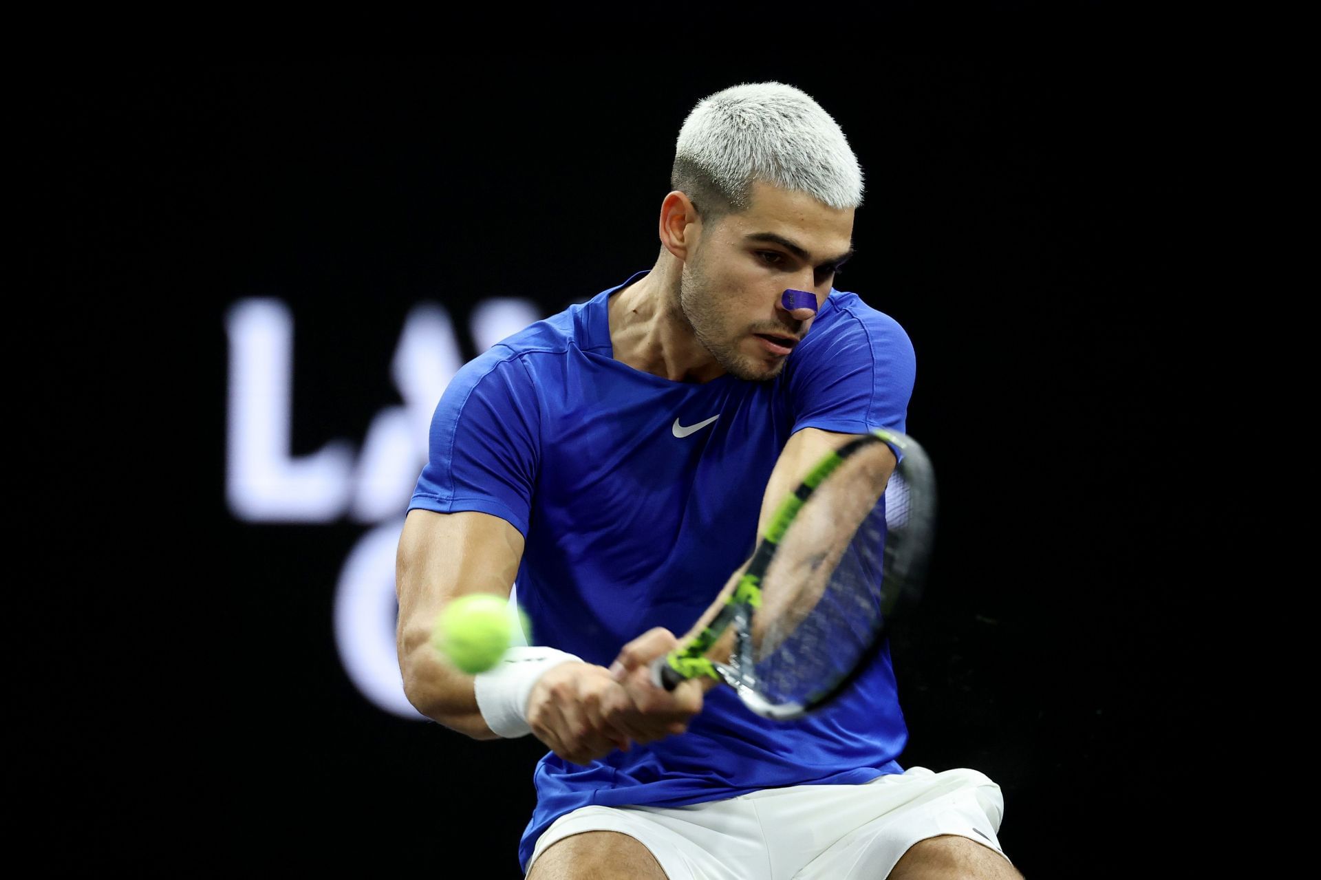 Carlos Alcaraz in action at the 2025 Laver Cup (Source: Getty)