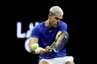 Carlos Alcaraz in action at the 2025 Laver Cup (Source: Getty)