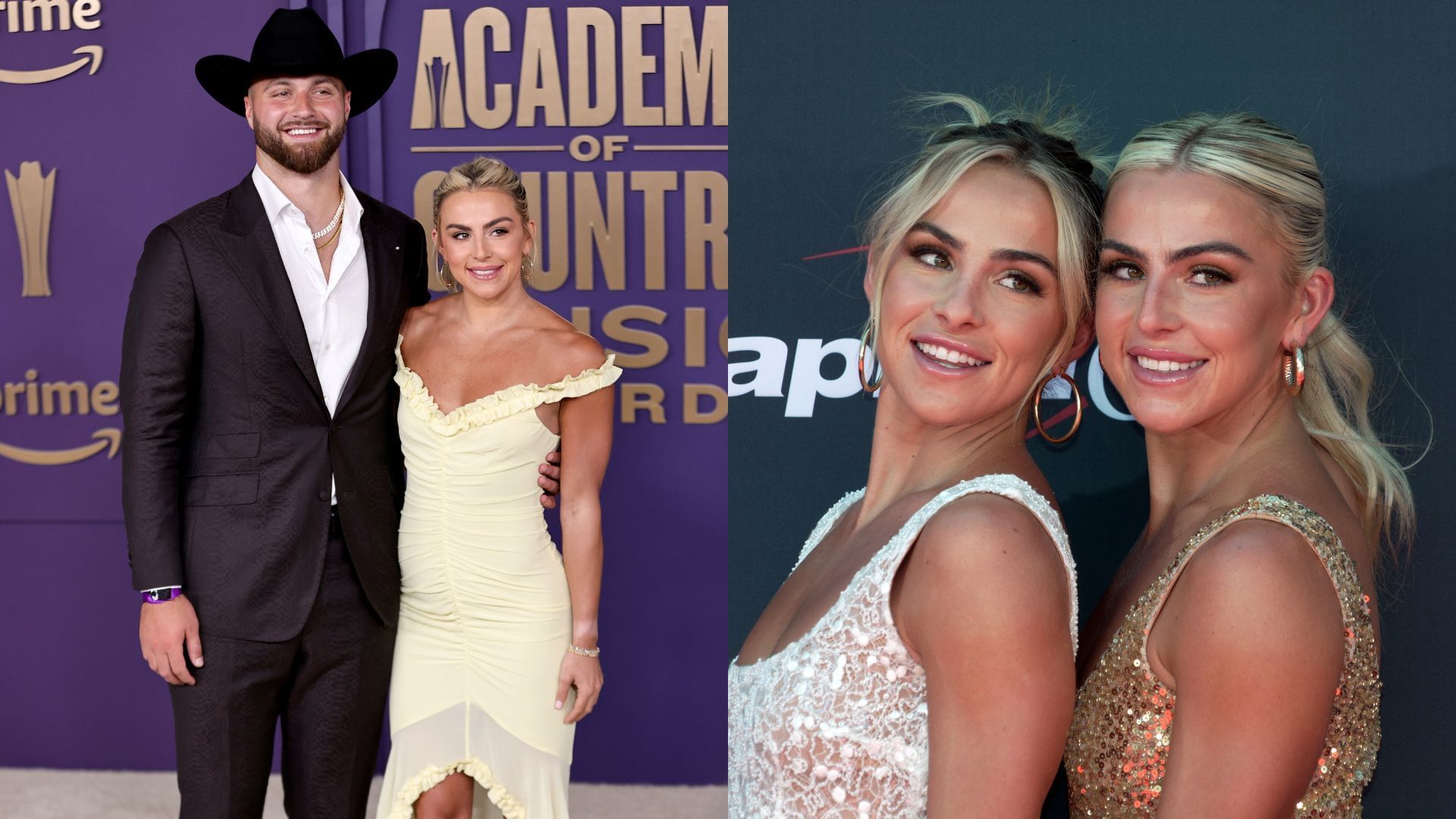  Jake Ferguson&rsquo;s fianc&eacute; Haley Cavinder (left) has her twin sister, Hanna (right) and other sisters over for Thanksgiving. (Credit: Kirby Lee-Imagn Images Photo by Omar Vega/WireImage/Omar Vega/WireImage)