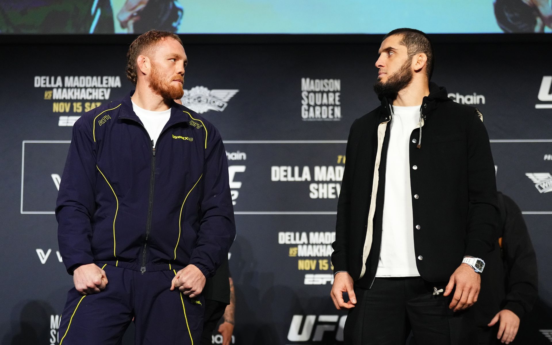 Jack Della Maddalena and Islam Makhachev square off ahead of UFC 322. [Image courtesy: Getty]